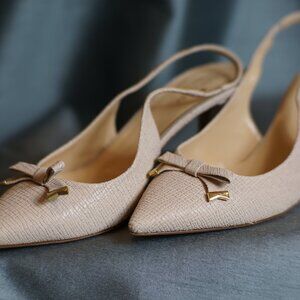 Kate Spade Pale Leather Sling Backs with Bows